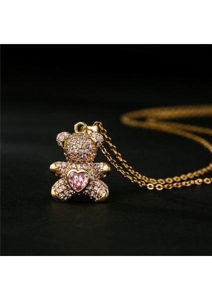 Kadın Kolye, Renkli Zirkonya Ayı Kolye, Güzel Kalpli Kristal Kolye (Pembe) (Yurt Dışından) fiyatları