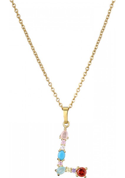 Kadın Kolyeleri - Ingilizce L Harfi Kolye Kolye Kakma Renkli Değerli Taşlar Klavikula Zinciri Kadın Takıları (Yurt Dışından)