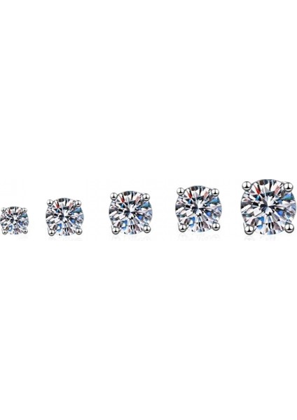 4 Çift Som Gümüş Hakiki Veya Yaldızlı Oluşturulmuş Kakma Zirkon Saplama Küpe, 4mm-8mm Moda Saplama Küpe, Sevgililer Günü, Anneler Günü ve Doğum Günü Hediyesi Olarak (Beyaz Altın) (Yurt Dışından)