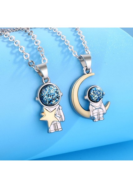 Astronot Çift Kolye Kadın Hediye (2'li Paket) (Yurt Dışından)