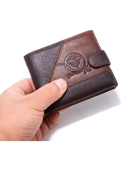 Cüzdanlar Erkek Deri Rfıd Engellemeli Ince Cüzdan, 10 Kredi Kartı, 2 Banknot Bölmesi, Kimlik Penceresi ve Para Cebi Minimalist Cüzdan-Siyah Kahve 1 (Yurt Dışından)