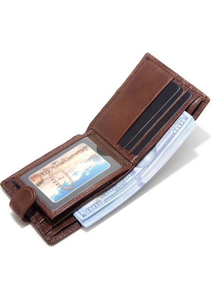 Cüzdanlar Erkek Deri Rfıd Engellemeli Ince Cüzdan, 10 Kredi Kartı, 2 Banknot Bölmesi, Kimlik Penceresi ve Para Cebi Minimalist Cüzdan-Siyah Kahve 1 (Yurt Dışından)