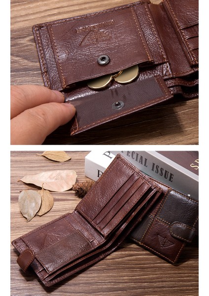 Cüzdanlar Erkek Deri Rfıd Engellemeli Ince Cüzdan, 10 Kredi Kartı, 2 Banknot Bölmesi, Kimlik Penceresi ve Para Cebi Minimalist Cüzdan-Siyah Kahve 1 (Yurt Dışından)