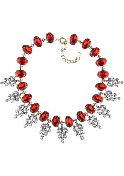 Kadın Kolyeler Kristal Yaprak Kolye Klavikula Zincirleri Moda Vintage Aksesuarları Kristal Düğün Parti Takı Kadın Kızlar Için (Kırmızı) (Yurt Dışından)