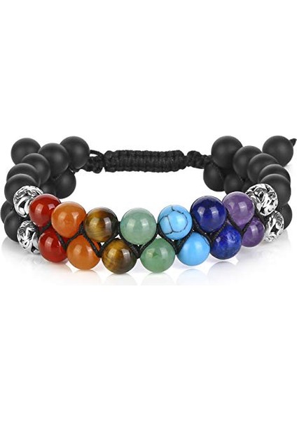 Volkanik Erimiş Kaya Çift Sıralı Bileklik Bileklik Renkli Dokuma Ayarlanabilir Çift Katmanlı Bileklik (Yurt Dışından)