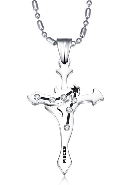 Wekity Erkek Paslanmaz Çelik Cz Burç Burç 12 Takımyıldızı Çapraz Kolye Kolye Doğum Günü Hediyesi (Yurt Dışından)