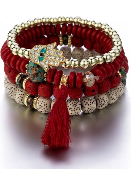 1 Adet Bohemian Istiflenebilir Boncuk Bilezik, Çok Katmanlı Streç Püskül Bilezik Çok Renkli Takı Kolye Çekicilik Bilezikler Kadınlar Kızlar Için (Yurt Dışından)