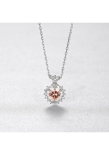 Kadınlar Için 925 Ayar Gümüş Morganit Kolye Kolye Kalp Şekli Taş Birthstone (Yurt Dışından)