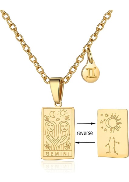 Burç Kolye Kadınlar Için Takımyıldızı Tarot Kartı Kolye Çift Taraflı Altın Paslanmaz Çelik Kolye Dostluk Takı Hediye Kızlar Için (Yurt Dışından) modelleri