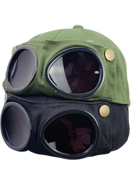 Retro Aviator Şapka Gözlük Doruğa Kap Güneş Gözlüğü Beyzbol Şapkası Hip Hop Maskesi, 48-52CM (Yurt Dışından) modelleri