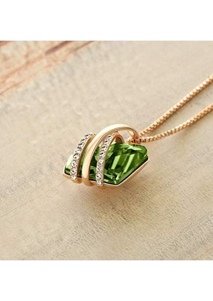 Birthstone Kristalli Kolye Kolye, 18 Ayar Pembe Altın/gümüş Kaplama, 18" + 2" Zümrüt (Yurt Dışından) fiyatları