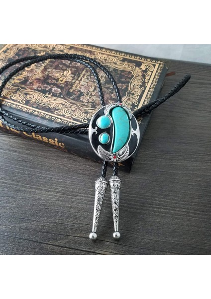 Kızılderili Hint Fildişi Şekli Doğal Turkuaz Taş Bolo Kravat Vintage Kravat (Yurt Dışından) modelleri