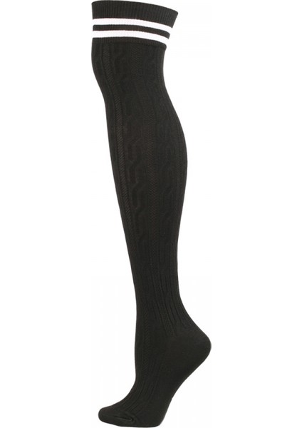 Iki Çubuk Şerit Örme Desenli Çorap Kadın Japon ve Kore Moda Trendi Diz Çorap (Yurt Dışından) fiyatları