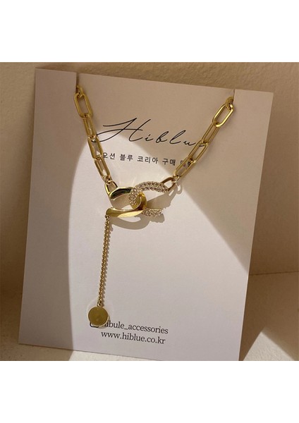 Kazak Zinciri 2021 Yeni Moda Sonbahar ve Kış Kadın Niş Tasarım Duygusu Mizaç Kıdemli Uzun Moda Kolye (Altın) (Yurt Dışından)