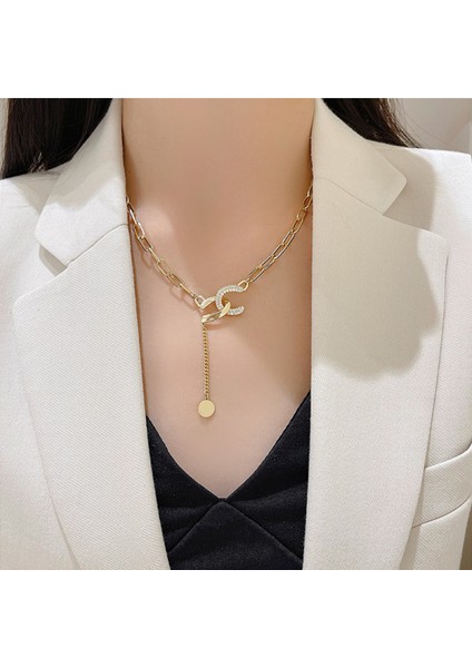 Kazak Zinciri 2021 Yeni Moda Sonbahar ve Kış Kadın Niş Tasarım Duygusu Mizaç Kıdemli Uzun Moda Kolye (Altın) (Yurt Dışından) modelleri