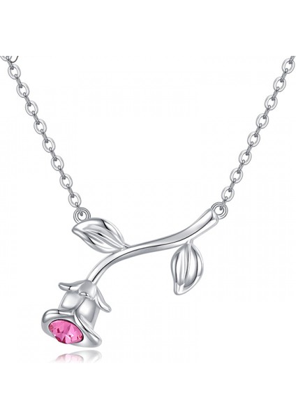 Romantik Sevgililer Yeni Yıl Hediyesi Mücevher Kolye, Kadınlar Için Kristal Kolye Kolye Takı Kadınlar Için Birthstone Kolye, Gül (Yurt Dışından)