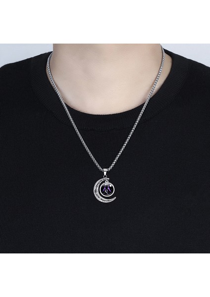 Wekity Paslanmaz Çelik Hilal Ay 12 Takımyıldızı Burç Aydınlık Kolye Kolye Karanlıkta Glow, Yay (Yurt Dışından)