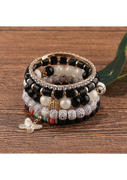 Adet Bohemian Boncuk Bilezik Seti, Bayanlar Çok Katmanlı Istiflenebilir Boncuklu Charm Streç Bilezik Kelebek Püskül Kolye Kadınlar Takı (Yurt Dışından) fiyatları