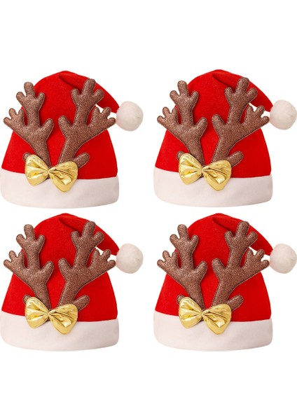 Paket Noel Şapka Karikatür Şapka Noel Kostüm Partisi ve Tatil Etkinliği Için Lüks Peluş Şapka (Kahverengi Flanel Şapka) (Yurt Dışından)
