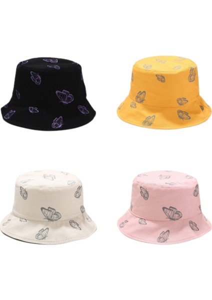 Kadınlar Için Sevimli Kova Şapka Plaj Balıkçı Şapkaları, Çift Taraflı Aşınma (Gri Kelebek, Bej) (Yurt Dışından) modelleri