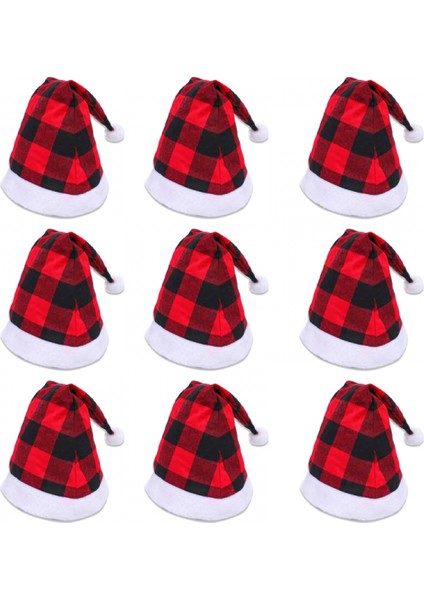 Noel Noel Şapkası Ekose Noel Şapkası Noel Kostümleri Için Lüks Peluş Şapka, Noel Partisi Malzemeleri, Tatil Partisi Hediyeleri (Kırmızı ve Siyah) (Yurt Dışından) fiyatları