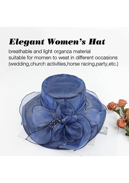 Kadın Büyük Çiçek Kentucky Derby Çay Partisi Fascinator Şapka Kilise Kokteyl Paskalya Ingiliz Organze Elbise Şapka Kap Başlıklar (Yurt Dışından) fiyatları
