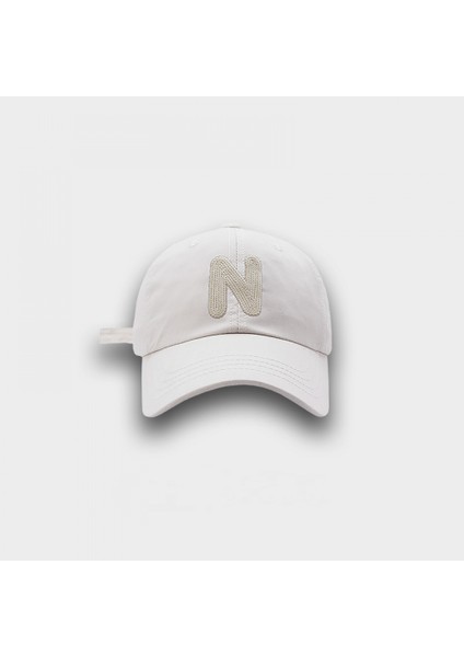 Şapka Harf Işlemeli Ayarlanabilir Beyzbol Şapkası (Beyaz) (Yurt Dışından)