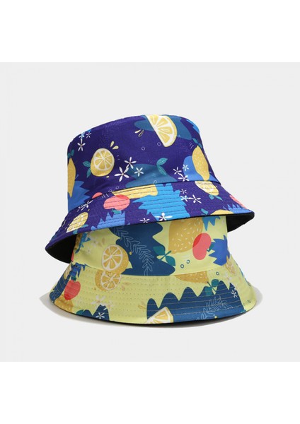 Paketlenebilir Çift Taraflı Renkli Meyve Baskılı Balıkçı Kovalı Güneş Şapkası, Birçok Desen (Yurt Dışından) indirimleri