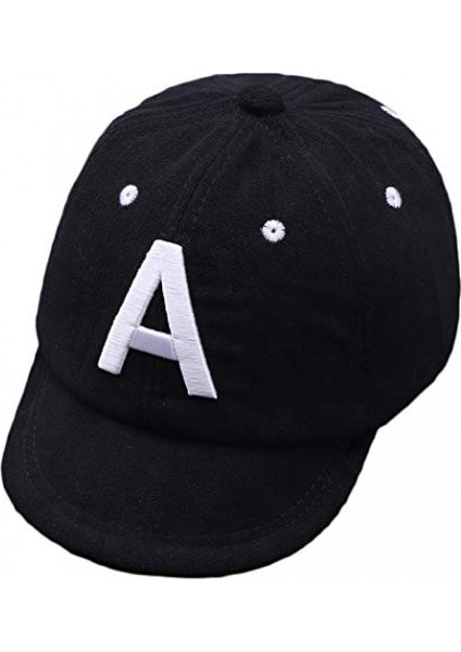 Erkek Bebek Beyzbol Şapkası Çizgili Sunhat Harfli Güneş Koruma Şapkası 6-24 Ay-Siyah-1pcs (Yurt Dışından)