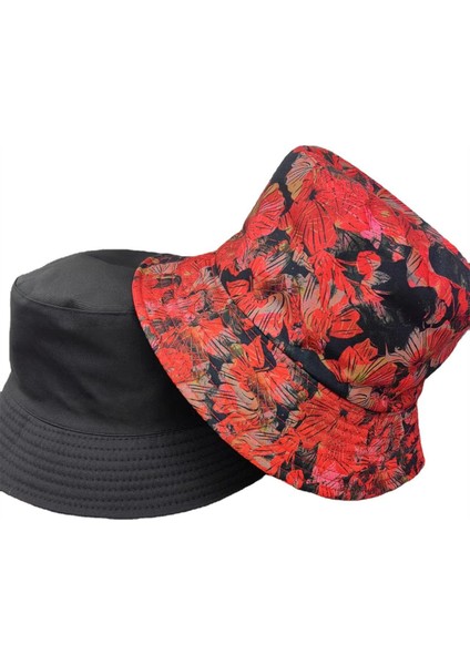 Baskılı Retro Çift Taraflı Balıkçı Şapkası Seyahat Seyahat Erkekler ve Kadınlar Yaz Güneş Koruyucu Batik Rahat Havza Şapka (Yurt Dışından)