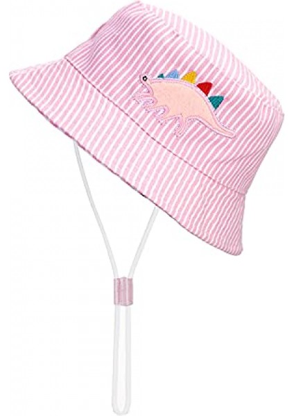 Kova Şapka Yürümeye Başlayan Kız Erkek Geniş Kenarlı Yaz Güneş Şapkası Pamuk Çocuklar Için Komik Baskı --- 1-2t||pembe Şerit-M (Yurt Dışından)