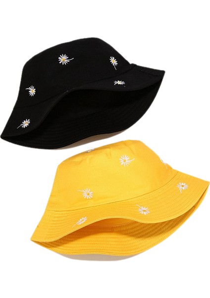 Kadınlar Için Sevimli Kova Şapka Plaj Balıkçı Şapkaları, Çift Taraflı Aşınma (Papatya, Sarı) (Yurt Dışından) modelleri