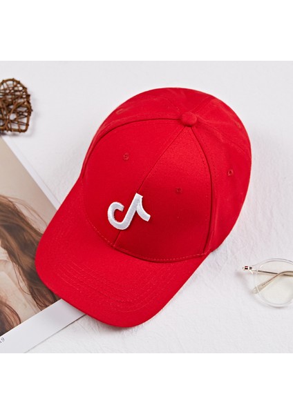 Moda Vibrato Beyzbol Şapkası, Güneşlikli Kep Sivri Uçlu Şapka, Basit ve Çok Yönlü, Kırmızı (Yurt Dışından)