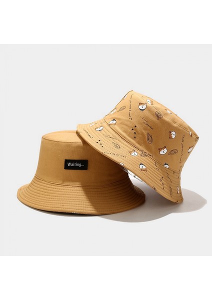Sevimli Animail Kova Şapkası Kadın Plaj Balıkçı Şapkası, Çift Taraflı Aşınma, Haki (Yurt Dışından)