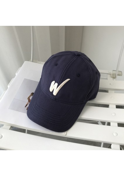 Şapka Ilkbahar ve Yaz Işlemeli Alfabe Beyzbol Şapkası Gündelik Vahşi Basit Sokak Vuruşu Sivri Uçlu Şapka, Lacivert (Yurt Dışından)