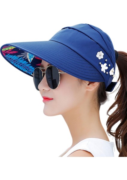 Kadınlar Için Güneş Şapkaları Geniş Kenarlı Güneş Şapkası Uv Koruma Kapakları Disket Plaj Paketlenebilir Vizör (Yurt Dışından)
