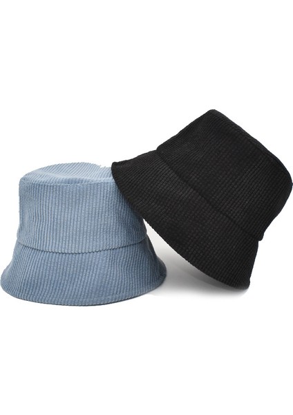 Unisex Kış Sıcak Kadife Kadife Kova Şapka Nervürlü Düz Renk Balıkçı CAP-MZ6605 (Yurt Dışından)