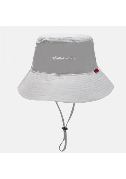 Balıkçı Şapkaları Rüzgar Geçirmez UPF50+ Uv Koruma Kovası Plaj Örgü Güneş Şapkası 56-58CM, Gri (Yurt Dışından)