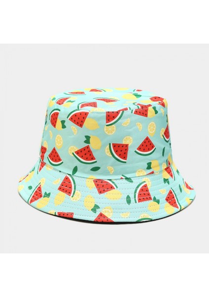 Kadınlar Için Sevimli Kova Şapka Plaj Balıkçı Şapkaları, Çift Taraflı Aşınma, Karpuz (Yurt Dışından)