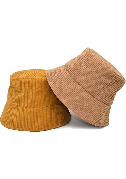 2pack Unisex Kış Sıcak Kadife Kadife Kova Şapka Nervürlü Düz Renk Balıkçı Cap-A (Yurt Dışından)