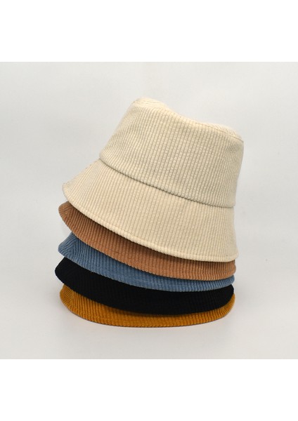 2pack Unisex Kış Sıcak Kadife Kadife Kova Şapka Nervürlü Düz Renk Balıkçı Cap-A (Yurt Dışından)