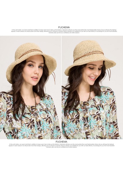 Kadın Yazlık El Dokuma Katlanabilir Geniş Kenarlı Balıkçı Rafya Hasır Şapkası (Nane Yeşili) (Yurt Dışından) modelleri