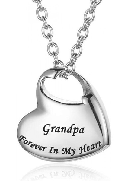 Avekı Kremasyon Urn Kolye Külleri Urn Takı Için, Sonsuza Kadar Kalbimde Oyma Paslanmaz Çelik Hatıra Su Geçirmez Anıt Kolye Dolum Kiti ile Anne ve Baba Için, Büyükbaba (Yurt Dışından)