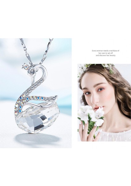 Romantik Sevgililer Yeni Yıl Hediyesi Mücevher Kolye, Kristal Kolye Kolye Takı Kadınlar Için Birthstone Kolye Kadınlar Için, Kuğu (Yurt Dışından) fırsatları