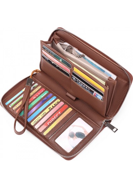 Credit Card Holder Wallet Rfıd Blocking Slim Card Case Genuine Leather Zipper Card Organizer For Women (Yurt Dışından)