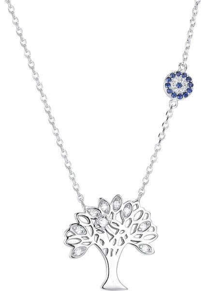 S925 Gümüş Şanslı Hayat Ağacı Aşk Kalp Kolye Kadın Kızı Kız Arkadaşı Için (Yurt Dışından)