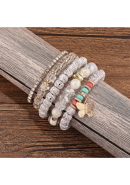 Adet Bohemian Boncuk Bilezik Seti, Bayanlar Çok Katmanlı Istiflenebilir Boncuklu Charm Streç Bilezik Kelebek Püskül Kolye Kadınlar Takı (Yurt Dışından) modelleri