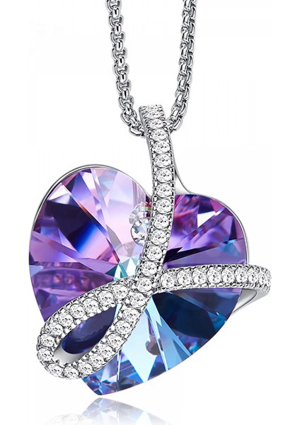 Romantik Sevgililer Yeni Yıl Hediyesi Mücevher Kolye, Kadınlar Için Kristal Kolye Kolye Takı Kadınlar Için Birthstone Kolye, Okyanusun Kalbi (Yurt Dışından)