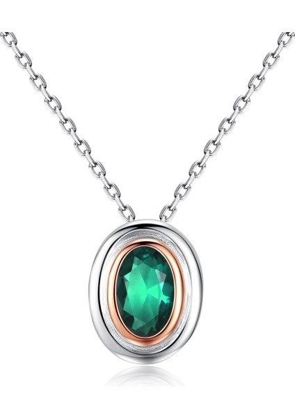 925 Ayar Gümüş Zümrüt Kolye Kolye Taş Birthstone Kadınlar Için 18 Inç Gümüş Zincir ile (Yurt Dışından)