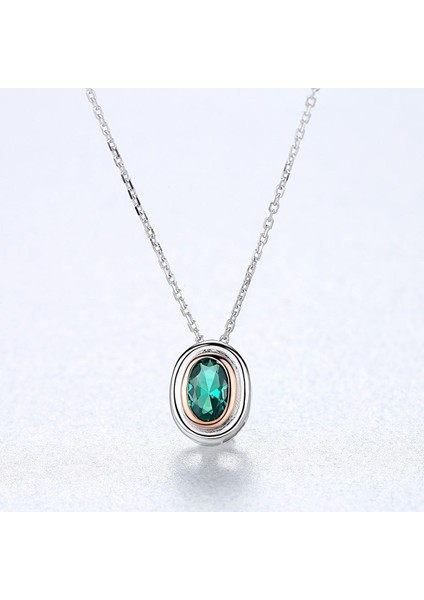 925 Ayar Gümüş Zümrüt Kolye Kolye Taş Birthstone Kadınlar Için 18 Inç Gümüş Zincir ile (Yurt Dışından) fırsatları